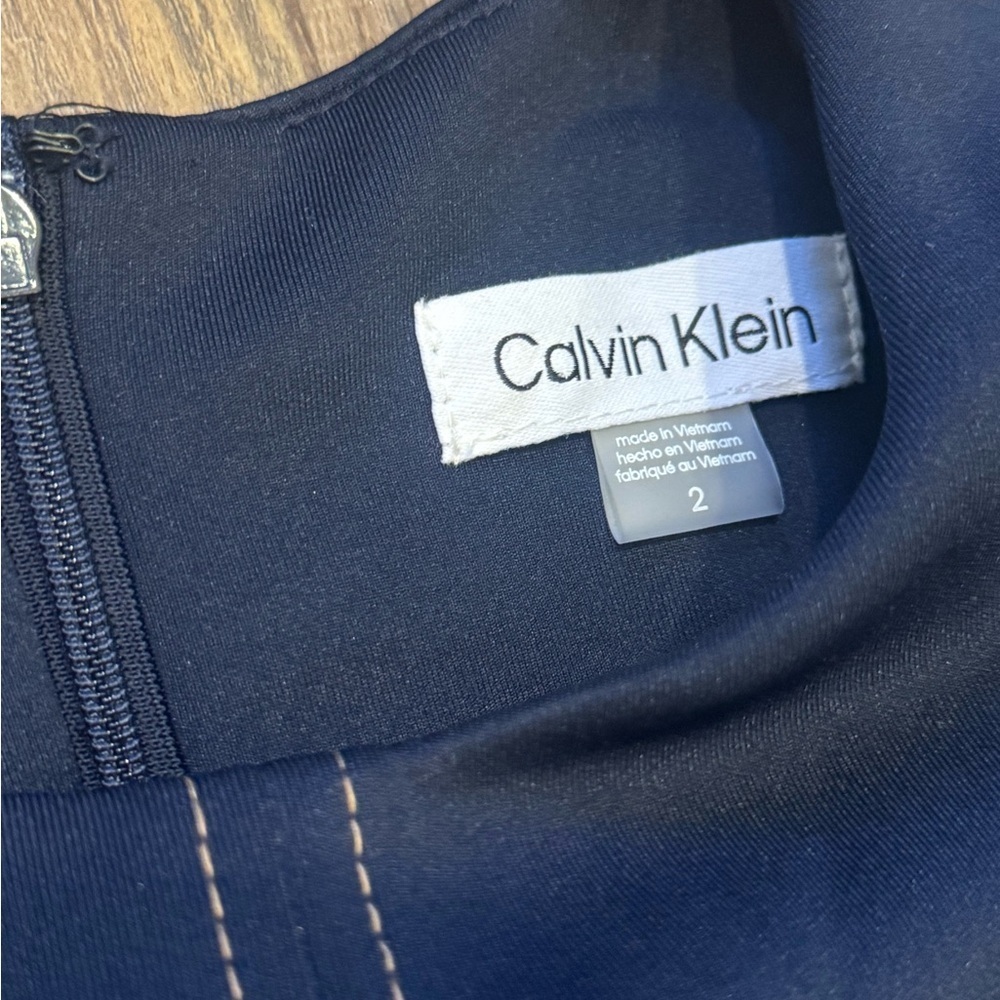 Calvin Klein Midnight Blue Dress with Beige Belt - Picture 5 of 9